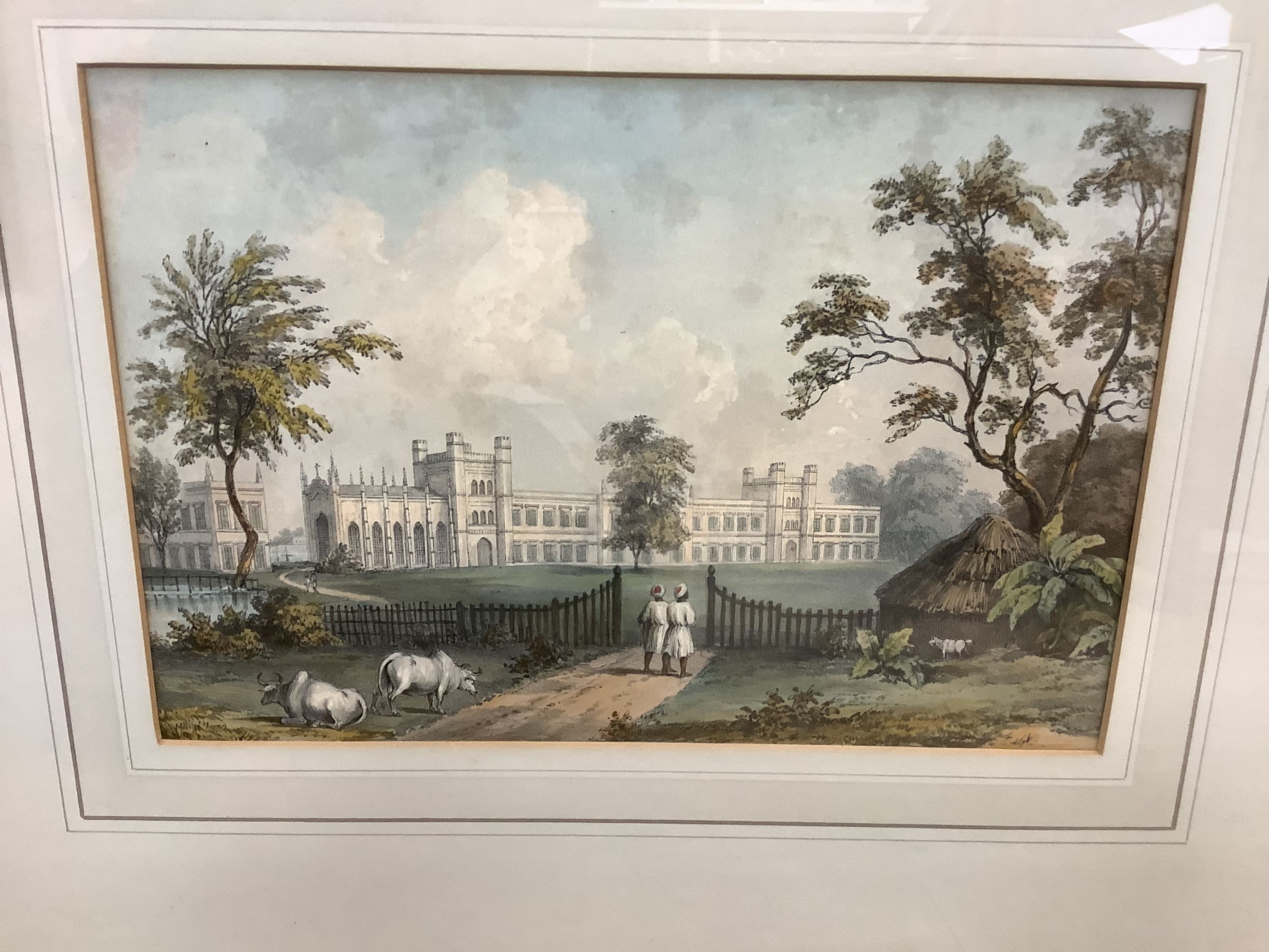 Anglo-Indian School (19th century), six framed coloured lithographic topographical views